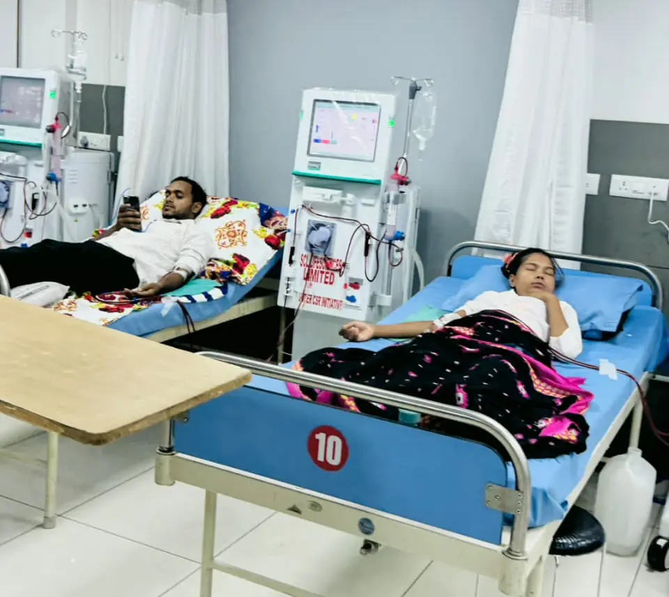 A patient receiving treatment at the free dialysis centre